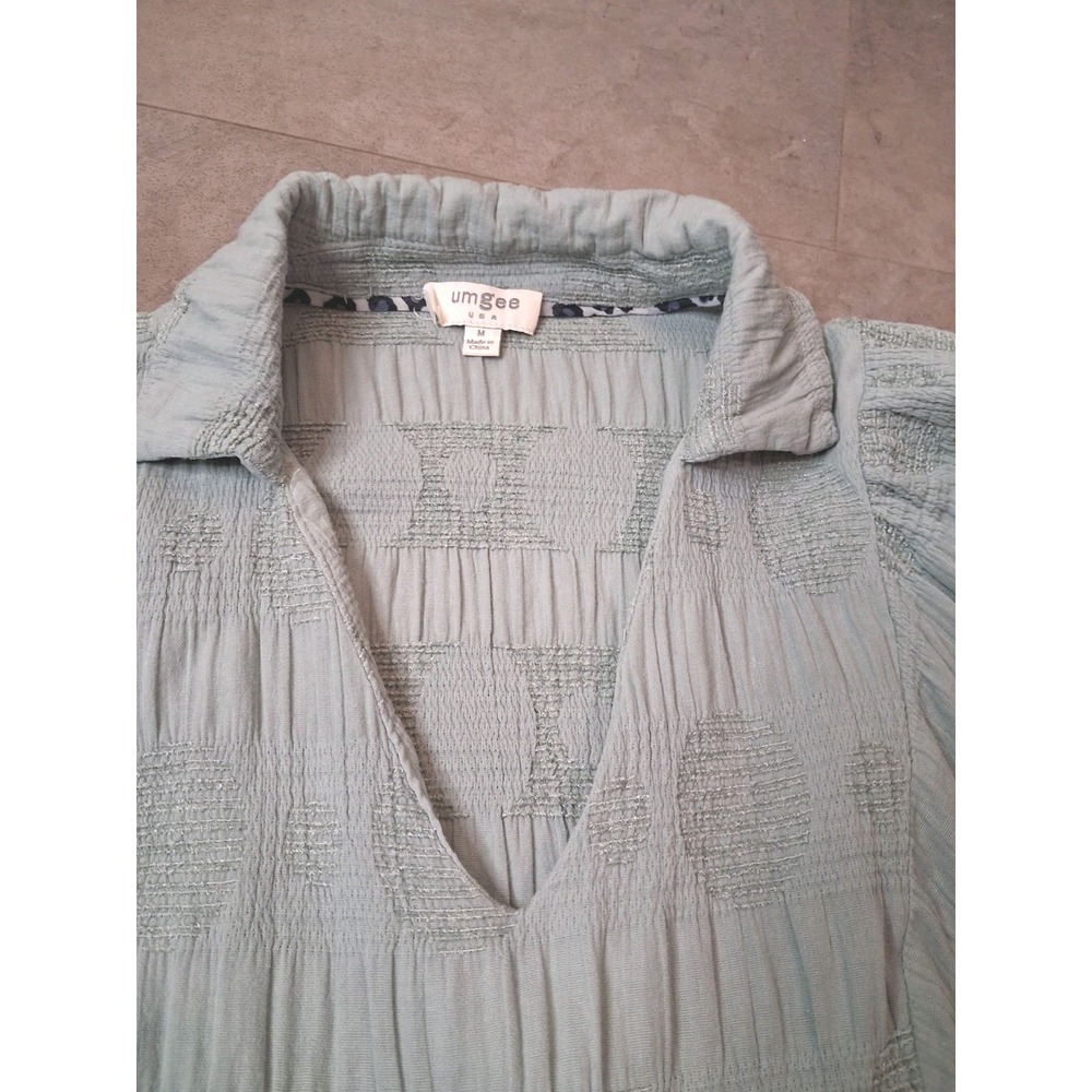 Umgee Babydoll Shirt Womens Size Medium Tunic Blouse Boho Peplum Textured - Picture 5 of 11